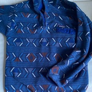 Patagonia Geometric Blue and Brown Men's Sweater